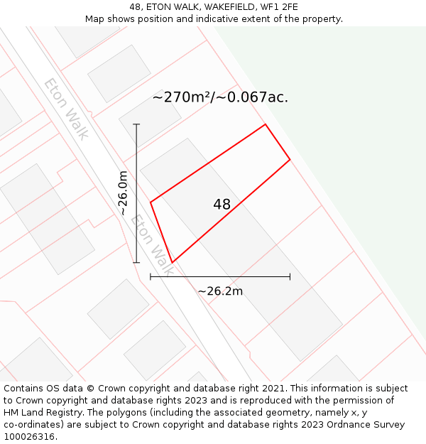 48, ETON WALK, WAKEFIELD, WF1 2FE: Plot and title map