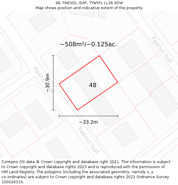 48, FAENOL ISAF, TYWYN, LL36 0DW: Plot and title map