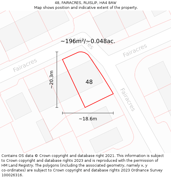 48, FAIRACRES, RUISLIP, HA4 8AW: Plot and title map