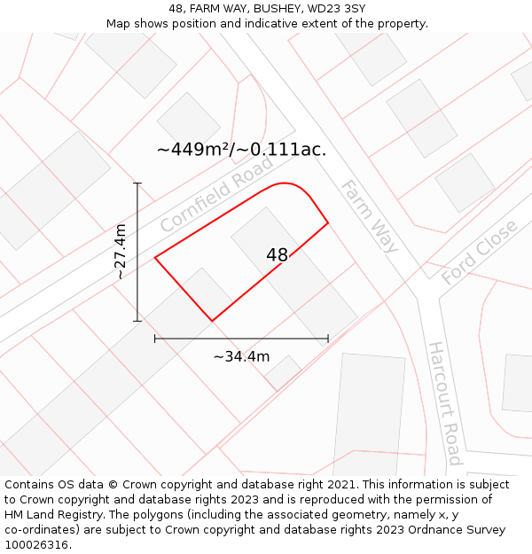 48, FARM WAY, BUSHEY, WD23 3SY: Plot and title map