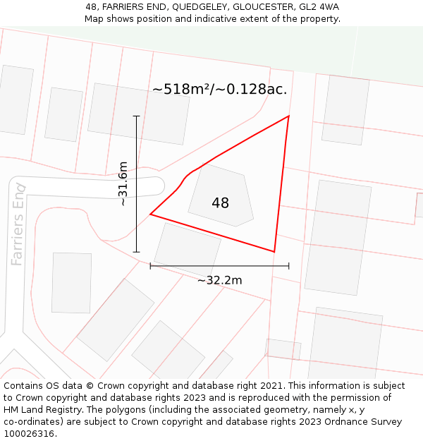 48, FARRIERS END, QUEDGELEY, GLOUCESTER, GL2 4WA: Plot and title map