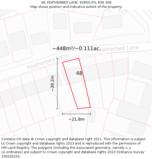 48, FEATHERBED LANE, EXMOUTH, EX8 3NE: Plot and title map