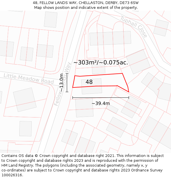 48, FELLOW LANDS WAY, CHELLASTON, DERBY, DE73 6SW: Plot and title map