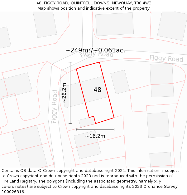 48, FIGGY ROAD, QUINTRELL DOWNS, NEWQUAY, TR8 4WB: Plot and title map