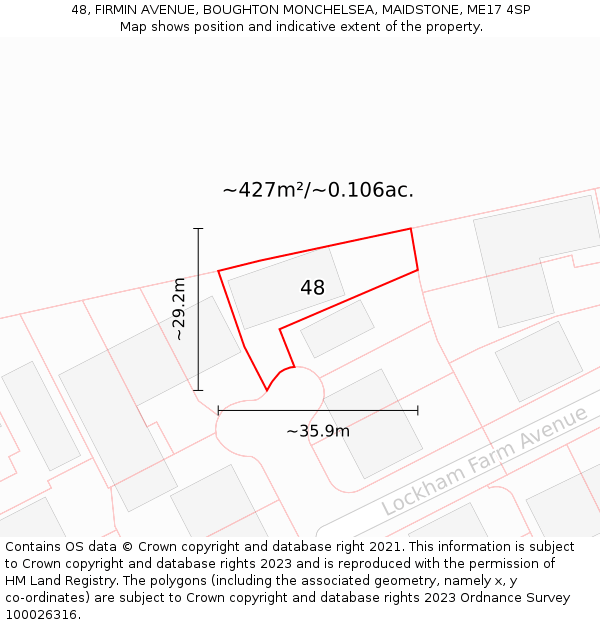 48, FIRMIN AVENUE, BOUGHTON MONCHELSEA, MAIDSTONE, ME17 4SP: Plot and title map