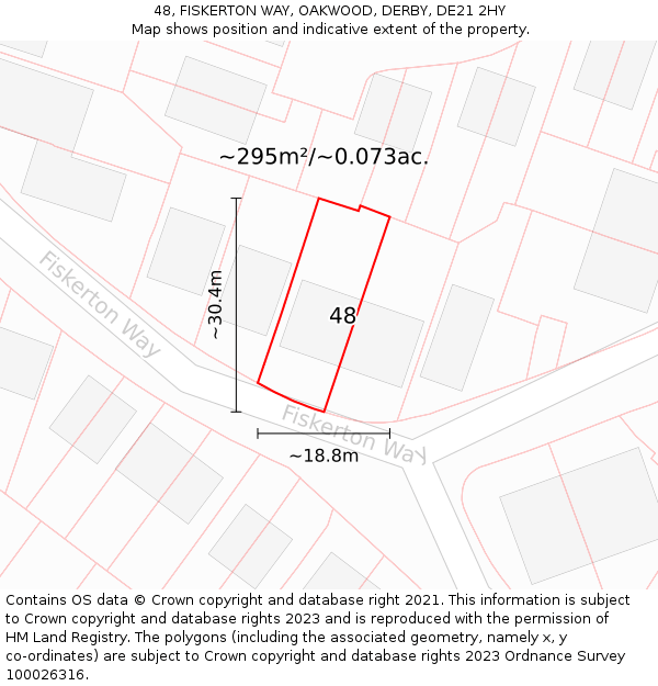 48, FISKERTON WAY, OAKWOOD, DERBY, DE21 2HY: Plot and title map