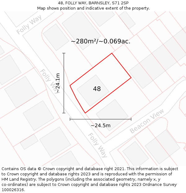 48, FOLLY WAY, BARNSLEY, S71 2SP: Plot and title map
