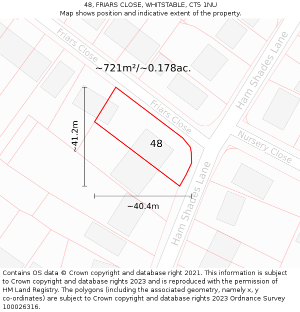 48, FRIARS CLOSE, WHITSTABLE, CT5 1NU: Plot and title map