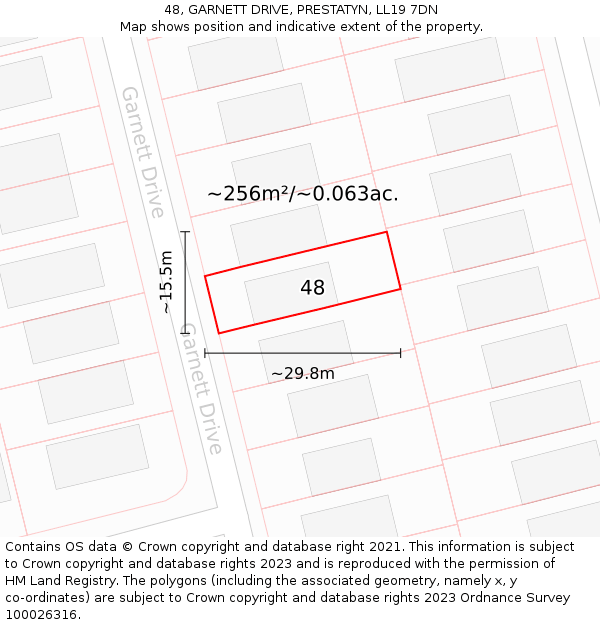 48, GARNETT DRIVE, PRESTATYN, LL19 7DN: Plot and title map