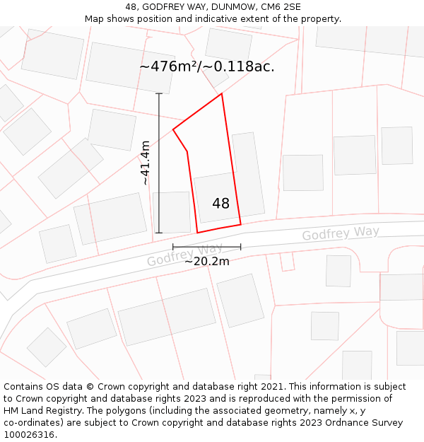 48, GODFREY WAY, DUNMOW, CM6 2SE: Plot and title map