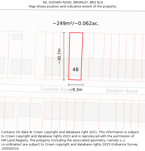 48, GODWIN ROAD, BROMLEY, BR2 9LQ: Plot and title map