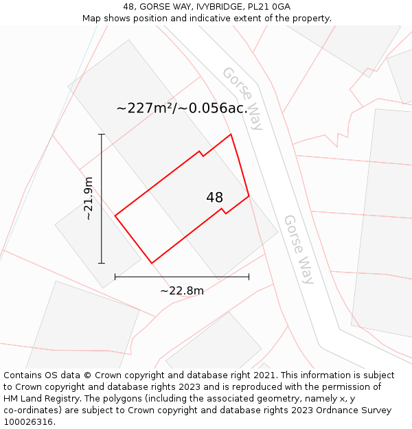 48, GORSE WAY, IVYBRIDGE, PL21 0GA: Plot and title map