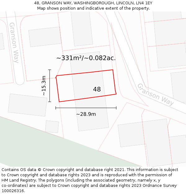 48, GRANSON WAY, WASHINGBOROUGH, LINCOLN, LN4 1EY: Plot and title map