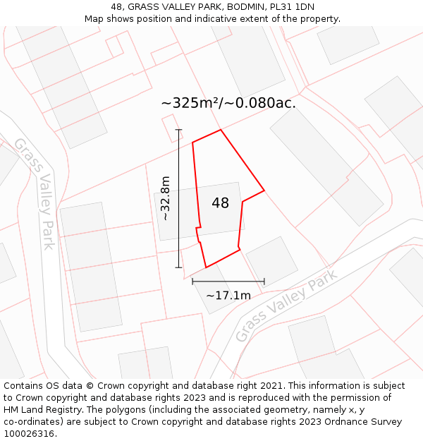 48, GRASS VALLEY PARK, BODMIN, PL31 1DN: Plot and title map