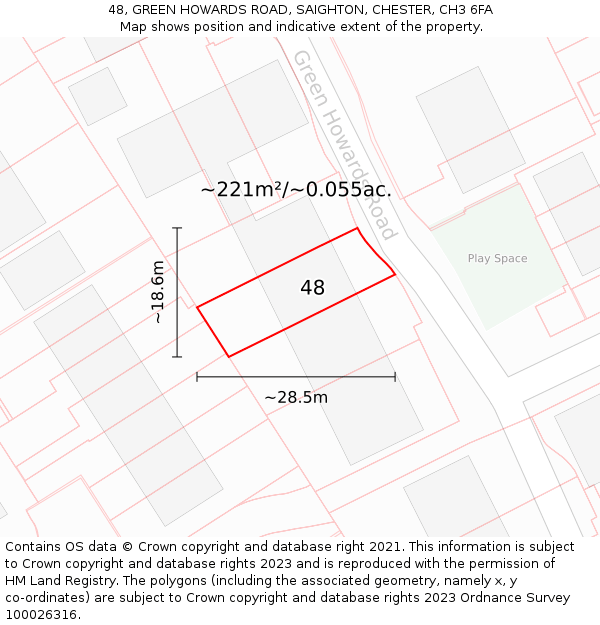 48, GREEN HOWARDS ROAD, SAIGHTON, CHESTER, CH3 6FA: Plot and title map