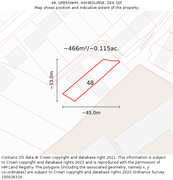48, GREENWAY, ASHBOURNE, DE6 1EF: Plot and title map