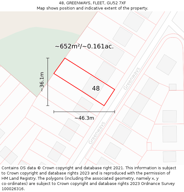 48, GREENWAYS, FLEET, GU52 7XF: Plot and title map
