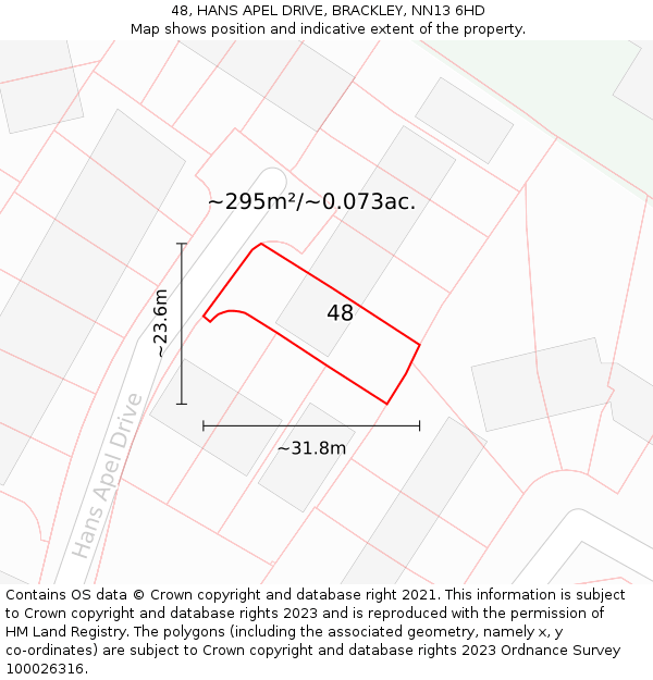 48, HANS APEL DRIVE, BRACKLEY, NN13 6HD: Plot and title map