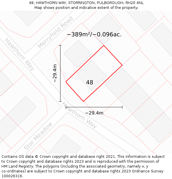 48, HAWTHORN WAY, STORRINGTON, PULBOROUGH, RH20 4NL: Plot and title map