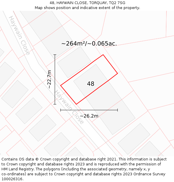 48, HAYWAIN CLOSE, TORQUAY, TQ2 7SG: Plot and title map