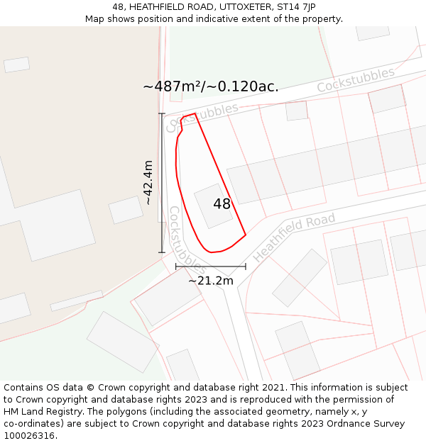 48, HEATHFIELD ROAD, UTTOXETER, ST14 7JP: Plot and title map