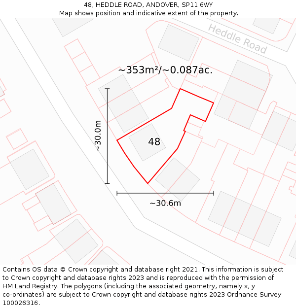 48, HEDDLE ROAD, ANDOVER, SP11 6WY: Plot and title map