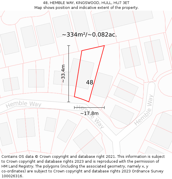 48, HEMBLE WAY, KINGSWOOD, HULL, HU7 3ET: Plot and title map