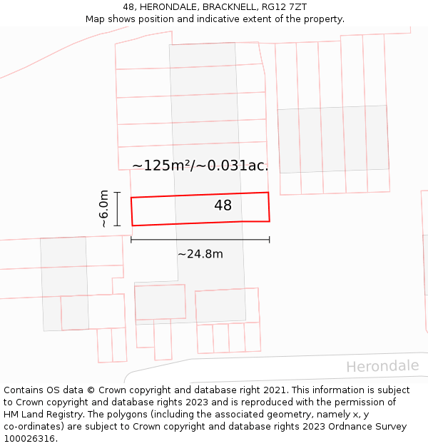 48, HERONDALE, BRACKNELL, RG12 7ZT: Plot and title map