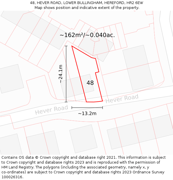 48, HEVER ROAD, LOWER BULLINGHAM, HEREFORD, HR2 6EW: Plot and title map