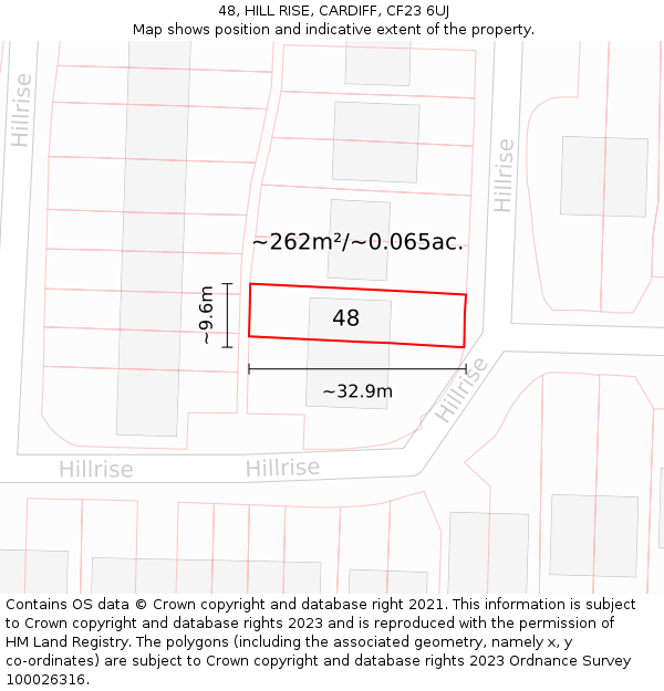 48, HILL RISE, CARDIFF, CF23 6UJ: Plot and title map