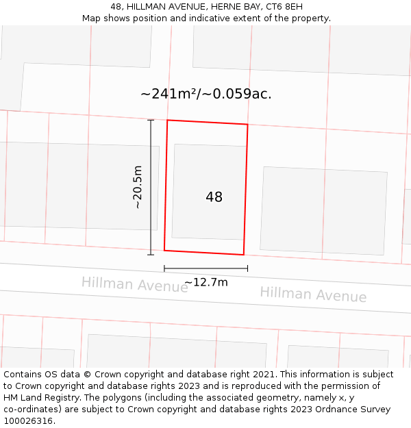 48, HILLMAN AVENUE, HERNE BAY, CT6 8EH: Plot and title map