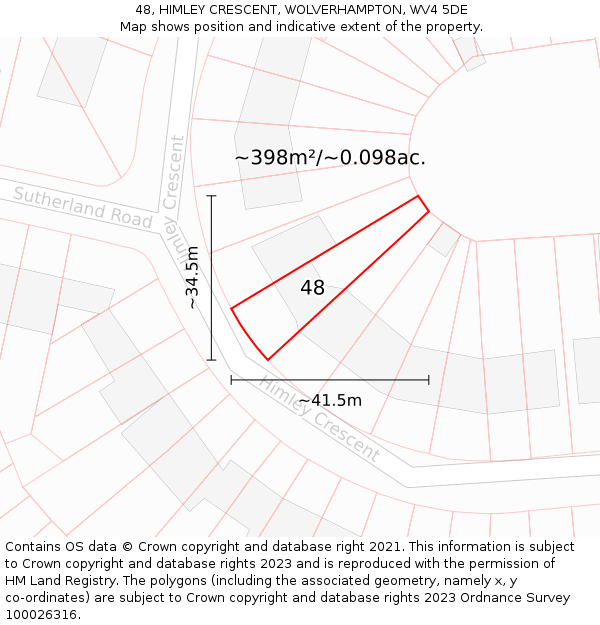 48, HIMLEY CRESCENT, WOLVERHAMPTON, WV4 5DE: Plot and title map