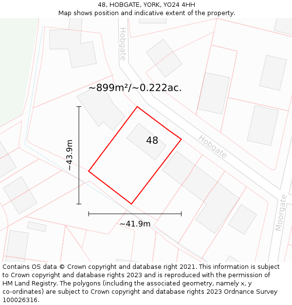 48, HOBGATE, YORK, YO24 4HH: Plot and title map