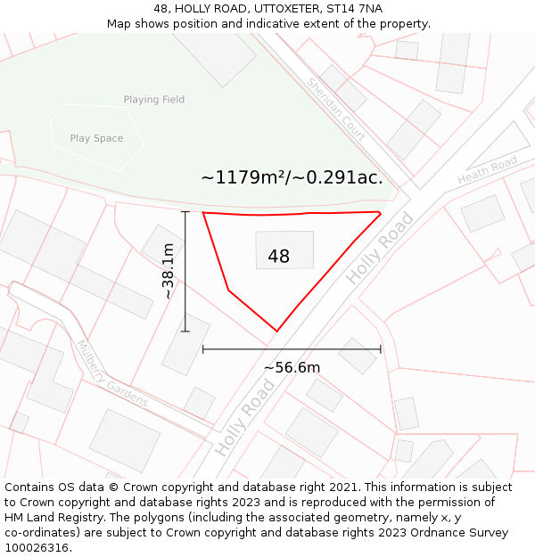 48, HOLLY ROAD, UTTOXETER, ST14 7NA: Plot and title map