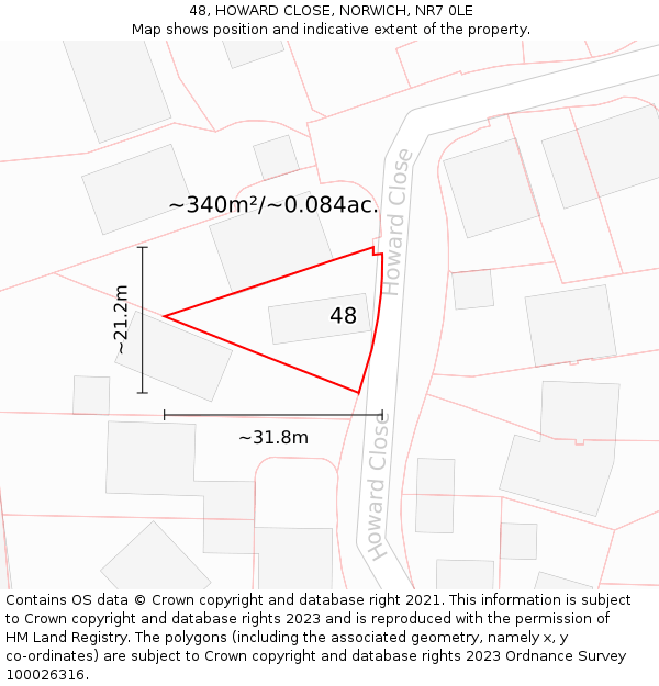 48, HOWARD CLOSE, NORWICH, NR7 0LE: Plot and title map