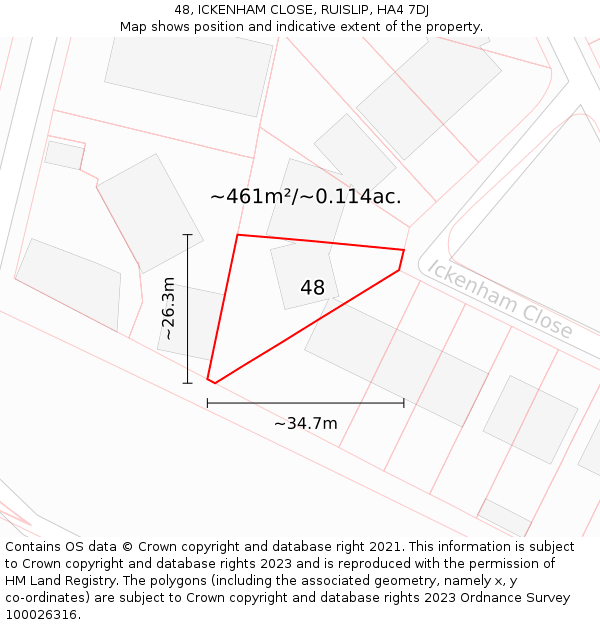 48, ICKENHAM CLOSE, RUISLIP, HA4 7DJ: Plot and title map
