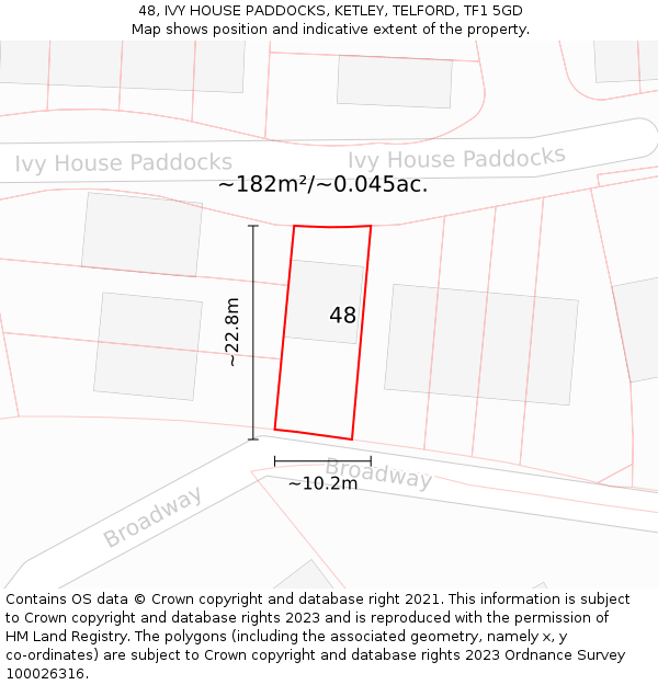 48, IVY HOUSE PADDOCKS, KETLEY, TELFORD, TF1 5GD: Plot and title map