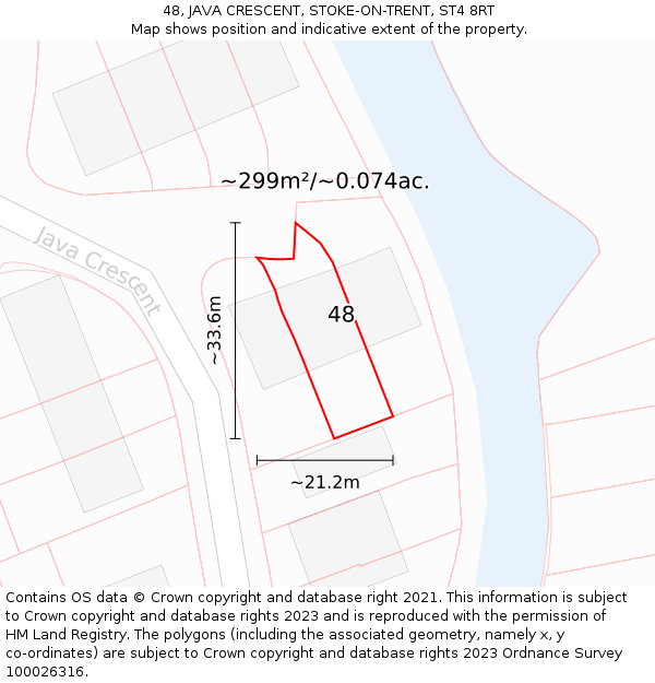 48, JAVA CRESCENT, STOKE-ON-TRENT, ST4 8RT: Plot and title map
