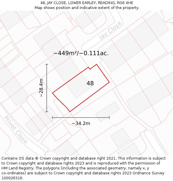 48, JAY CLOSE, LOWER EARLEY, READING, RG6 4HE: Plot and title map
