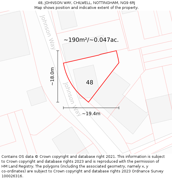 48, JOHNSON WAY, CHILWELL, NOTTINGHAM, NG9 6RJ: Plot and title map