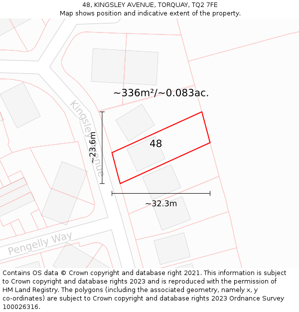 48, KINGSLEY AVENUE, TORQUAY, TQ2 7FE: Plot and title map