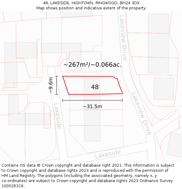 48, LAKESIDE, HIGHTOWN, RINGWOOD, BH24 3DX: Plot and title map
