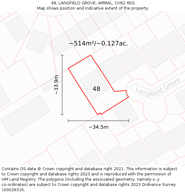 48, LANGFIELD GROVE, WIRRAL, CH62 6EG: Plot and title map