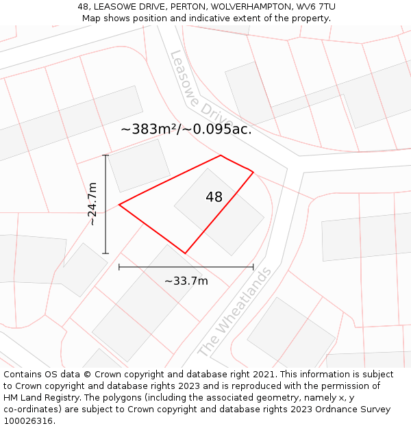 48, LEASOWE DRIVE, PERTON, WOLVERHAMPTON, WV6 7TU: Plot and title map