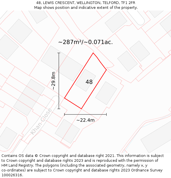 48, LEWIS CRESCENT, WELLINGTON, TELFORD, TF1 2FR: Plot and title map