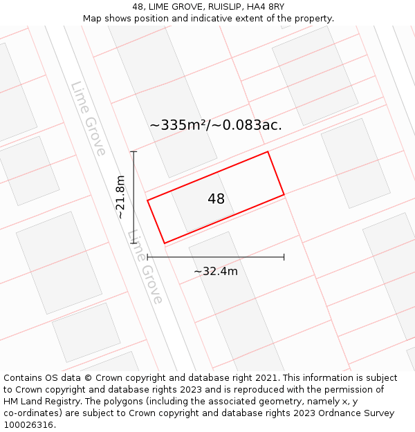 48, LIME GROVE, RUISLIP, HA4 8RY: Plot and title map