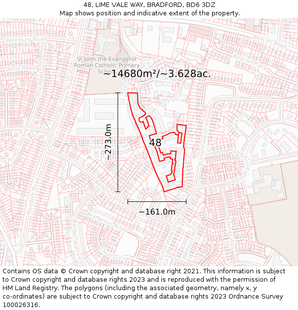 48, LIME VALE WAY, BRADFORD, BD6 3DZ: Plot and title map