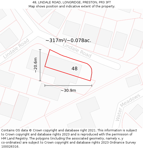 48, LINDALE ROAD, LONGRIDGE, PRESTON, PR3 3FT: Plot and title map