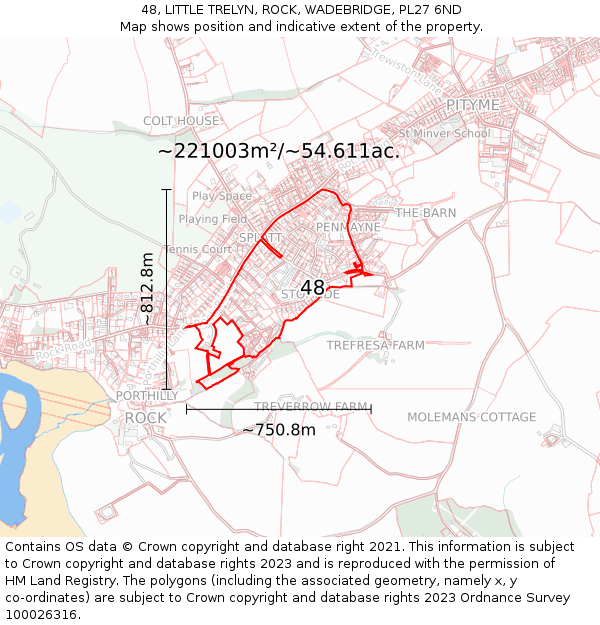 48, LITTLE TRELYN, ROCK, WADEBRIDGE, PL27 6ND: Plot and title map