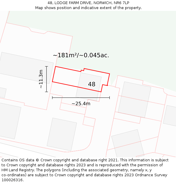 48, LODGE FARM DRIVE, NORWICH, NR6 7LP: Plot and title map